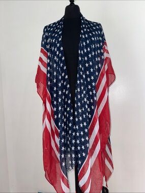 American Flag Stars & Stripes Coverup Kimono Americana Ruana